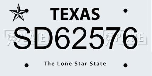 SD62576 Texas License Plate