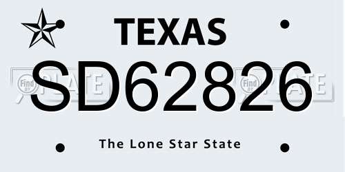 SD62826 Texas License Plate