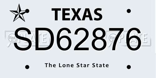 SD62876 Texas License Plate