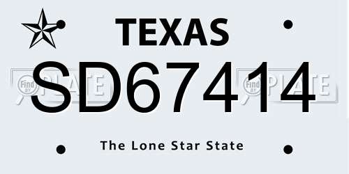 SD67414 Texas License Plate