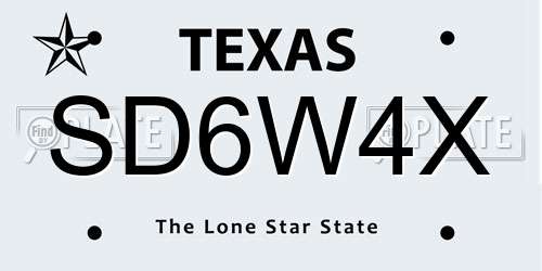SD6W4X Texas License Plate