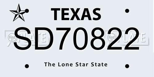 SD70822 Texas License Plate