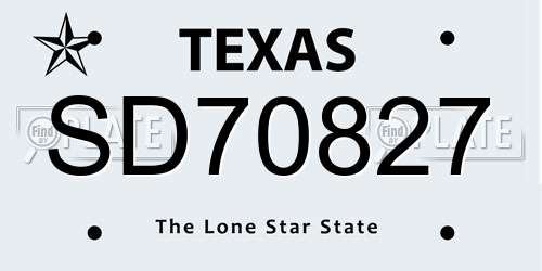 SD70827 Texas License Plate