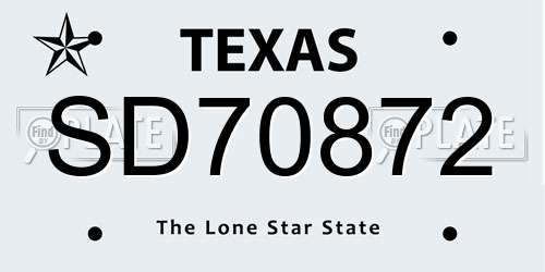 SD70872 Texas License Plate