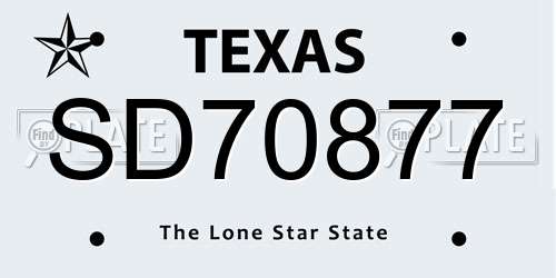 SD70877 Texas License Plate