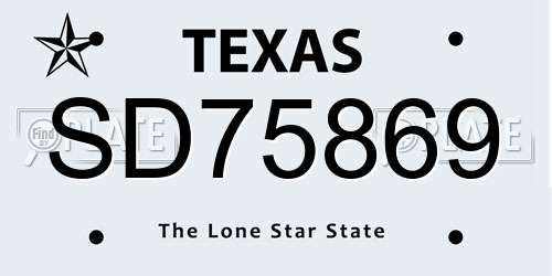 SD75869 Texas License Plate