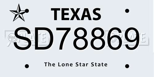 SD78869 Texas License Plate