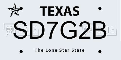 SD7G2B Texas License Plate