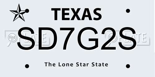 SD7G2S Texas License Plate