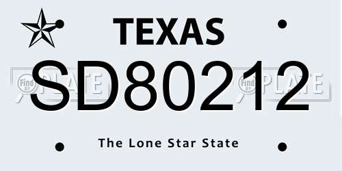 SD80212 Texas License Plate
