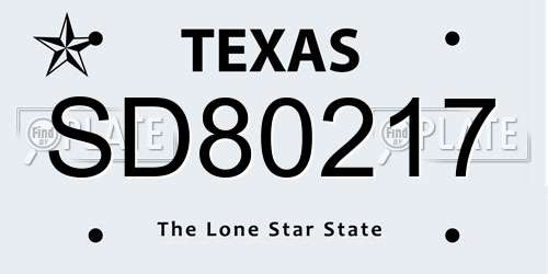 SD80217 Texas License Plate