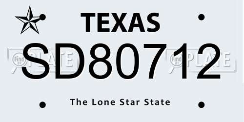 SD80712 Texas License Plate