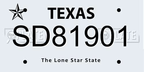 SD81901 Texas License Plate