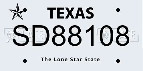 SD88108 Texas License Plate