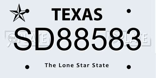 SD88583 Texas License Plate