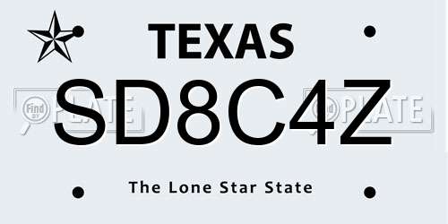 SD8C4Z Texas License Plate