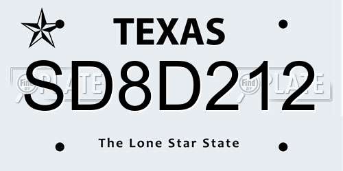 SD8D212 Texas License Plate