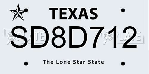 SD8D712 Texas License Plate
