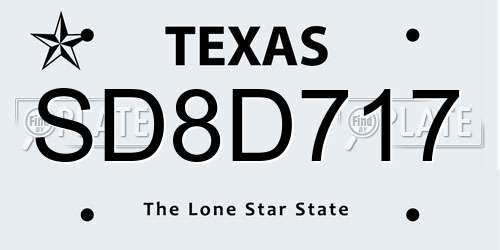 SD8D717 Texas License Plate