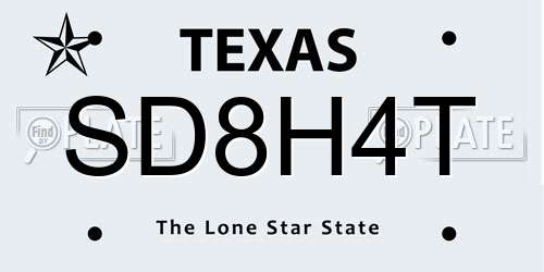 SD8H4T Texas License Plate