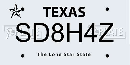 SD8H4Z Texas License Plate