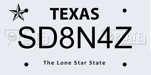 SD8N4Z Texas License Plate