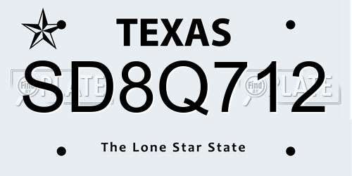 SD8Q712 Texas License Plate
