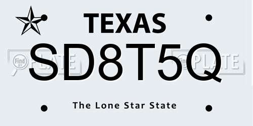 SD8T5Q Texas License Plate