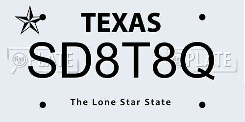 SD8T8Q Texas License Plate