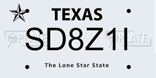 SD8Z1I Texas License Plate