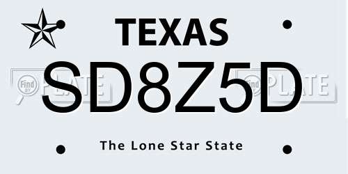 SD8Z5D Texas License Plate