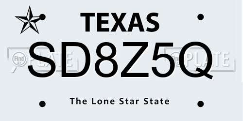 SD8Z5Q Texas License Plate