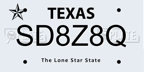 SD8Z8Q Texas License Plate