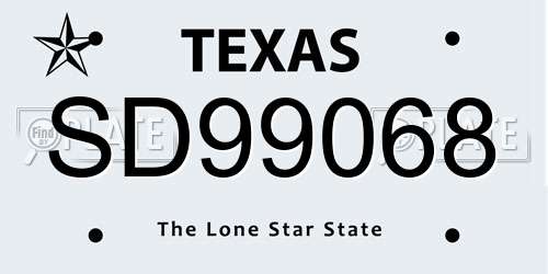 SD99068 Texas License Plate
