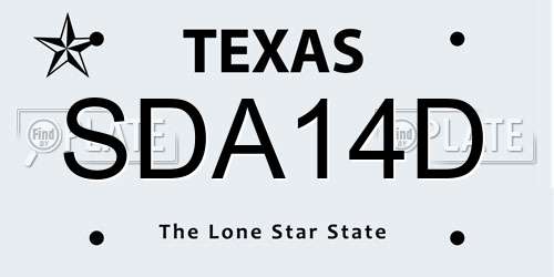 SDA14D Texas License Plate