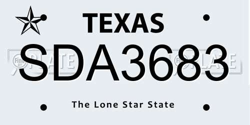 SDA3683 Texas License Plate