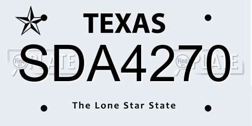 SDA4270 Texas License Plate