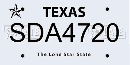 SDA4720 Texas License Plate