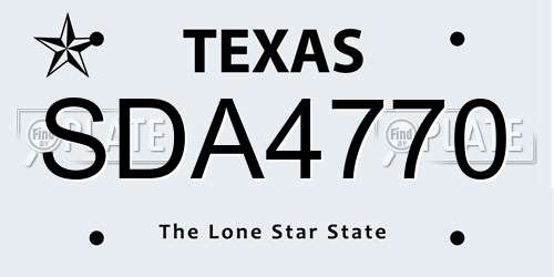 SDA4770 Texas License Plate