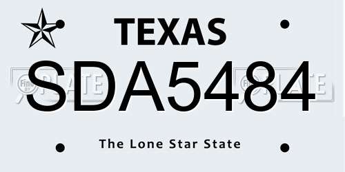 SDA5484 Texas License Plate