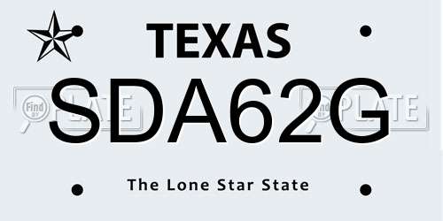 SDA62G Texas License Plate