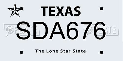 SDA676 Texas License Plate