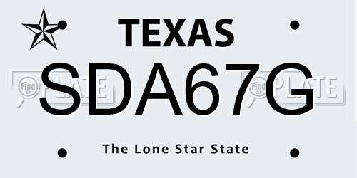 SDA67G Texas License Plate