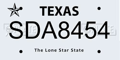 SDA8454 Texas License Plate