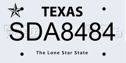 SDA8484 Texas License Plate