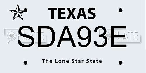SDA93E Texas License Plate