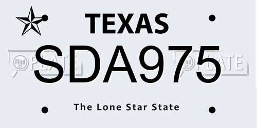 SDA975 Texas License Plate