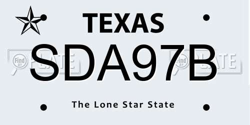 SDA97B Texas License Plate
