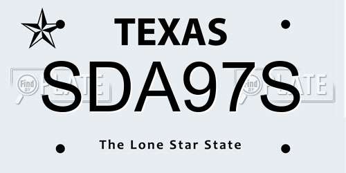 SDA97S Texas License Plate