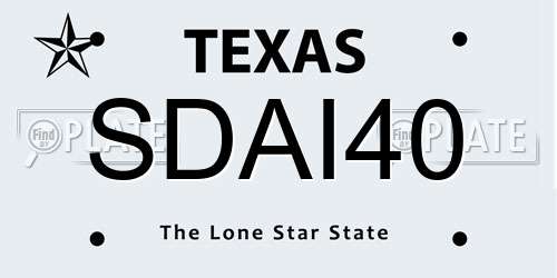 SDAI40 Texas License Plate